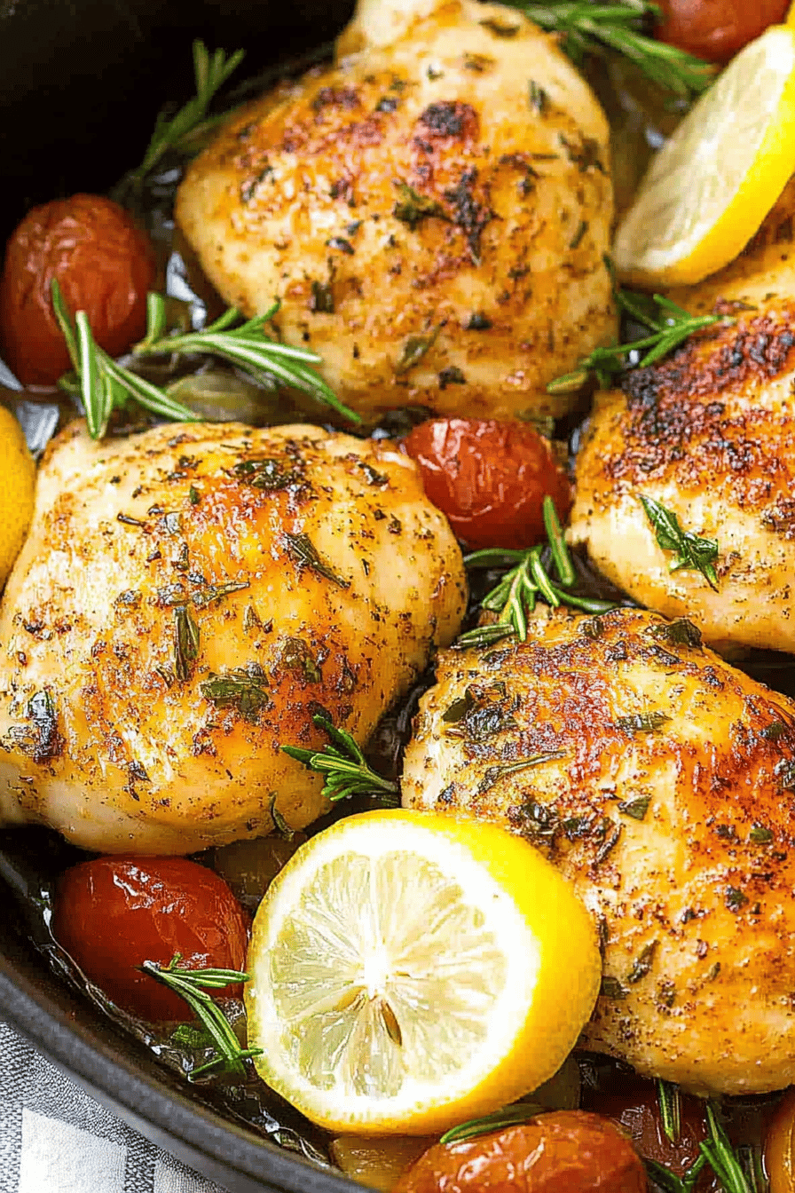 Spiced lemon chicken ingredients organized and measured on kitchen counter