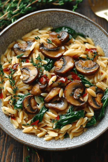Spinach Mushroom Orzo