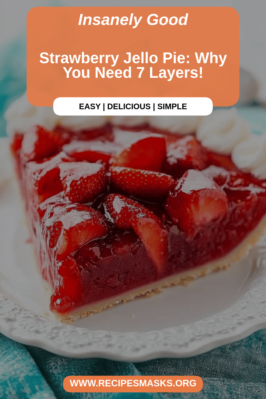 Strawberry jello pie final dish beautifully presented and ready to serve