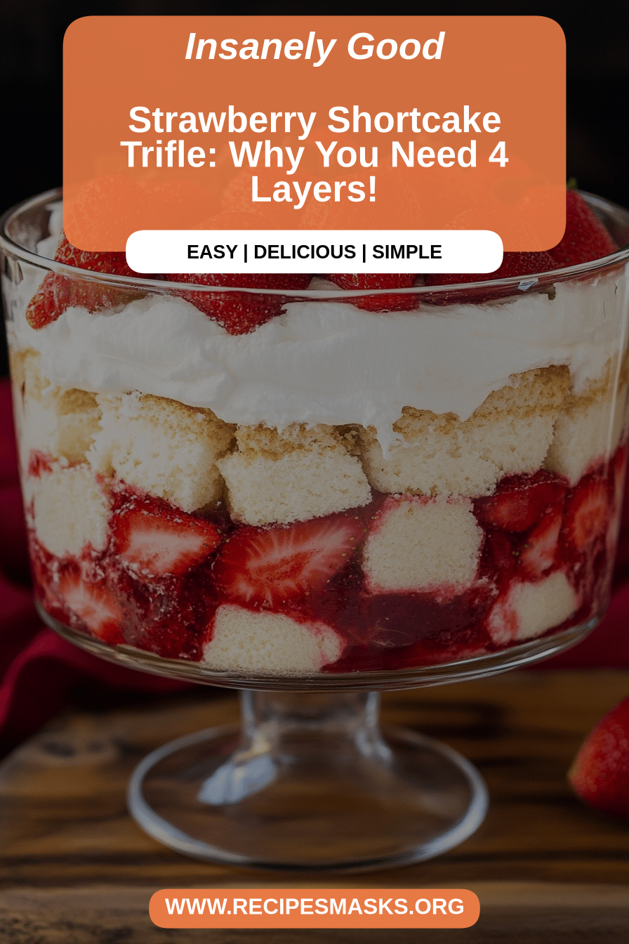 Strawberry shortcake trifle final dish beautifully presented and ready to serve
