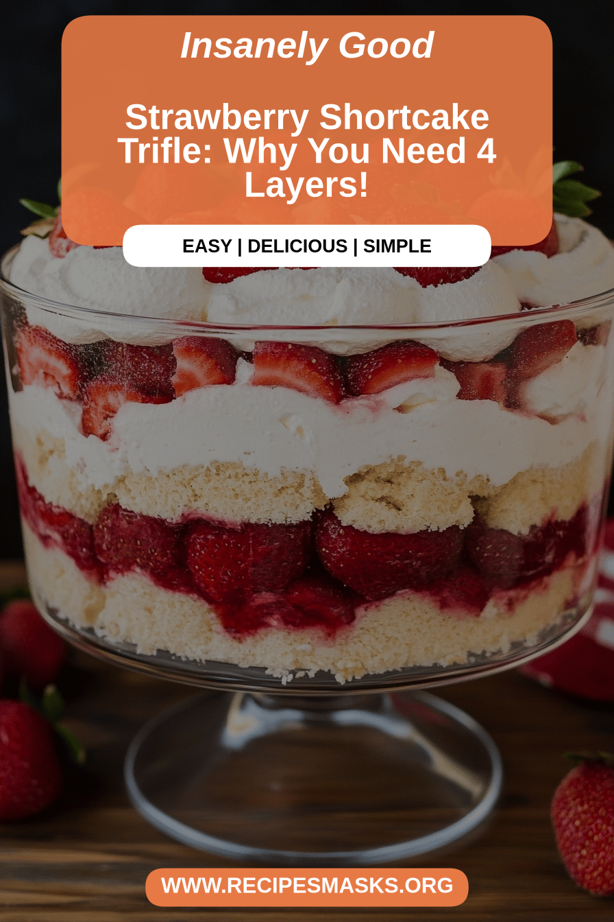 Strawberry shortcake trifle final dish beautifully presented and ready to serve