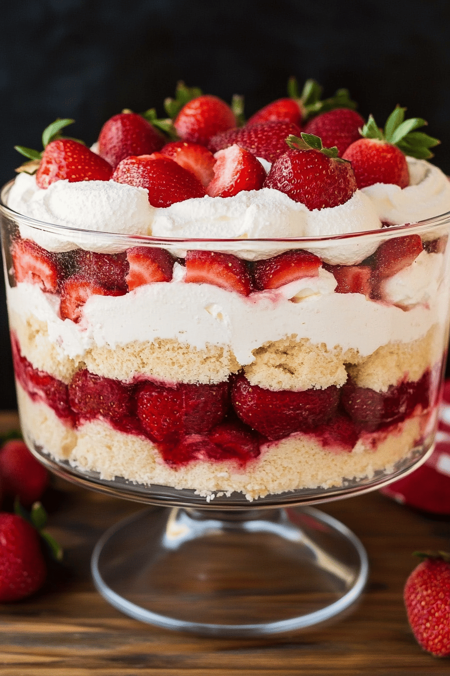 Strawberry shortcake trifle ingredients organized and measured on kitchen counter