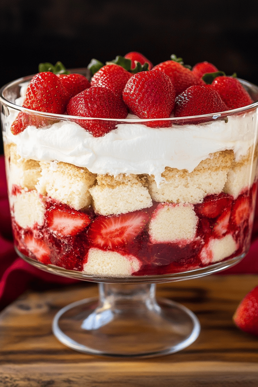 Strawberry shortcake trifle ingredients organized and measured on kitchen counter