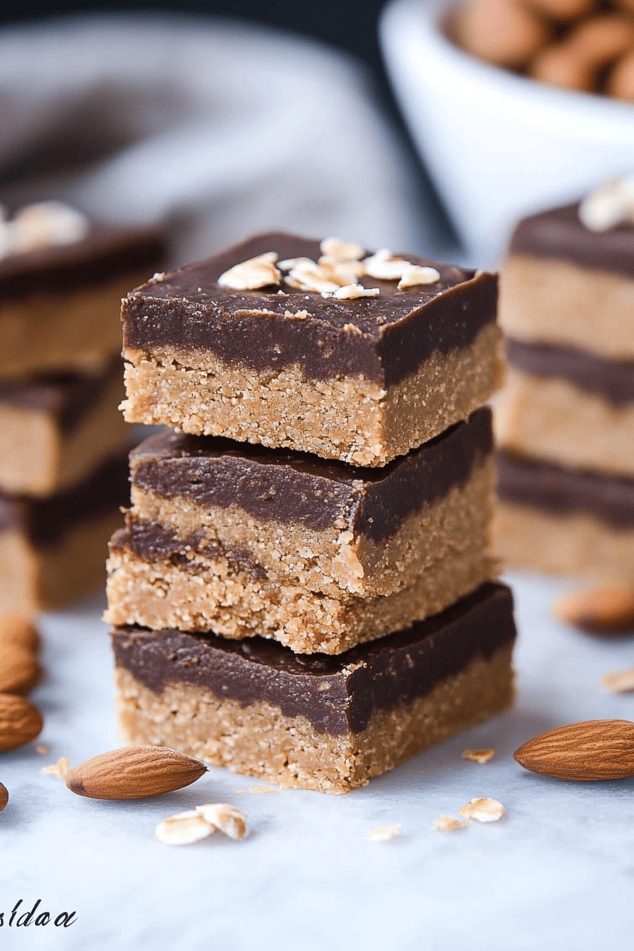 almond butter bars ingredients organized and measured on kitchen counter