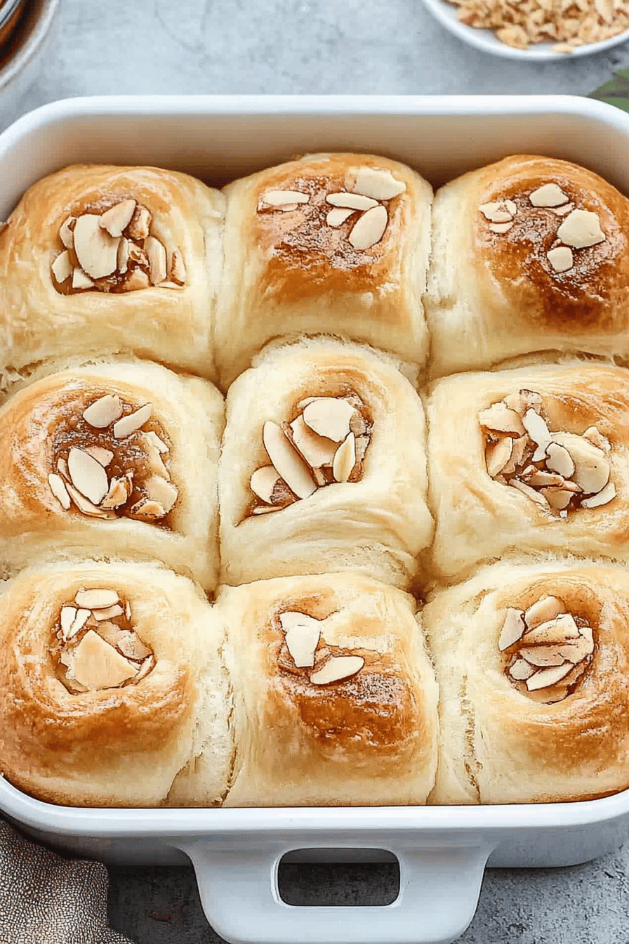 almond croissant cinnamon rolls ingredients organized and measured on kitchen counter