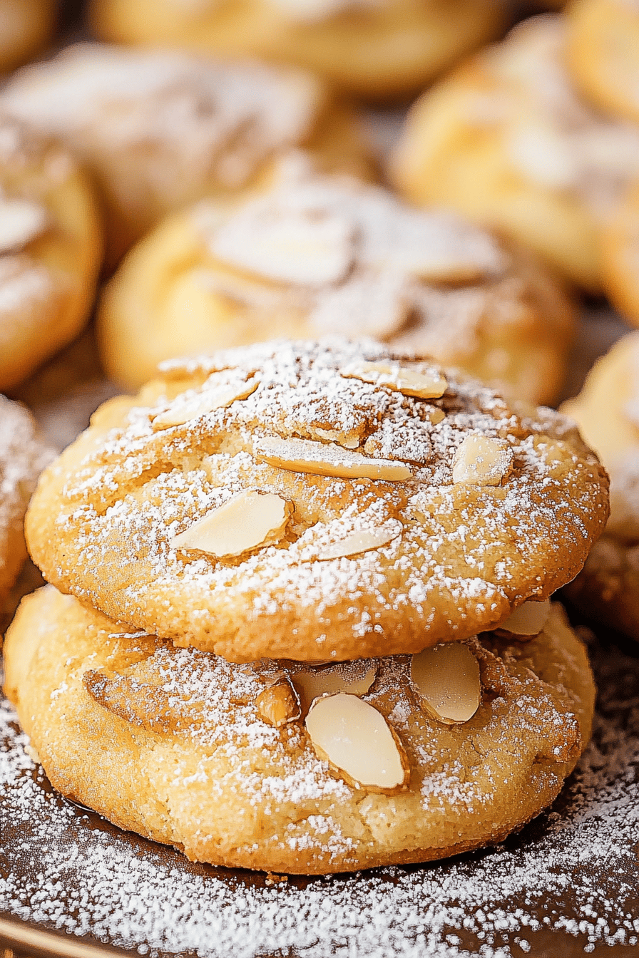 almond croissant cookies slice on plate showing perfect texture and swirl pattern