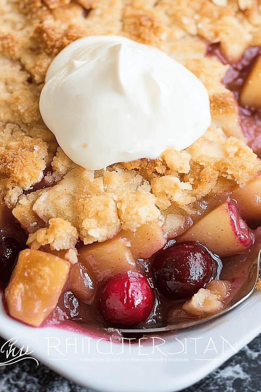 apple cranberry crisp ingredients organized and measured on kitchen counter