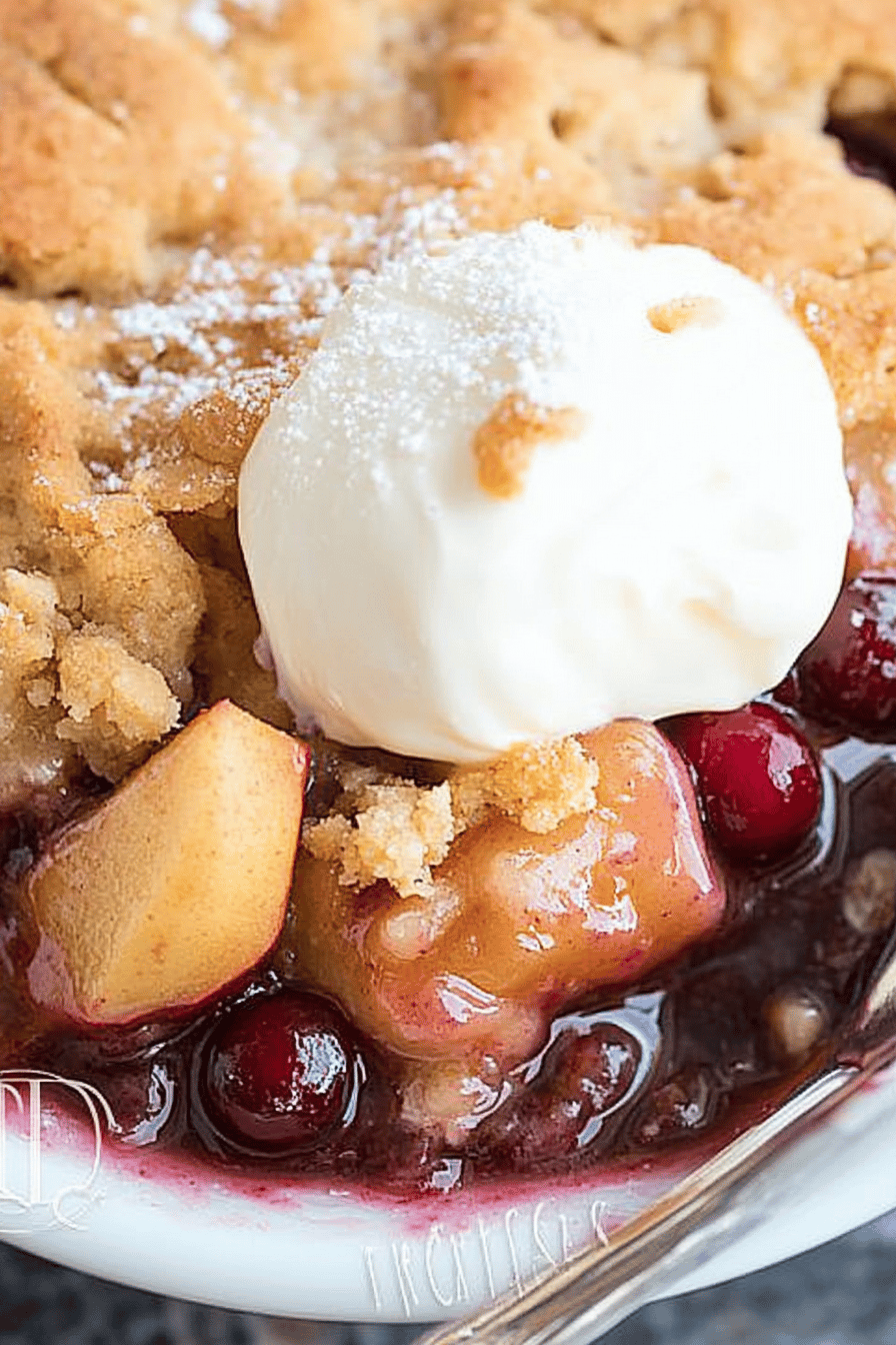 apple cranberry crisp slice on plate showing perfect texture and swirl pattern