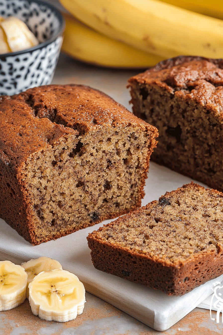 banana bread slice on plate showing perfect texture and swirl pattern