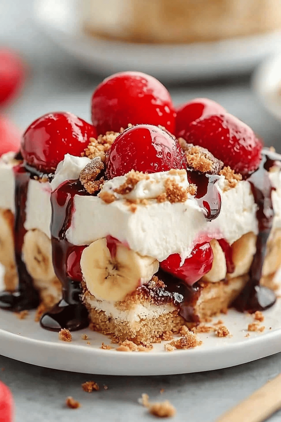 banana split cake ingredients organized and measured on kitchen counter