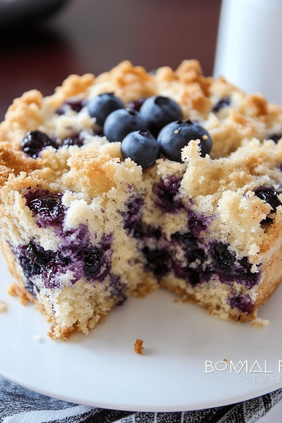 blueberry breakfast cake ingredients organized and measured on kitchen counter