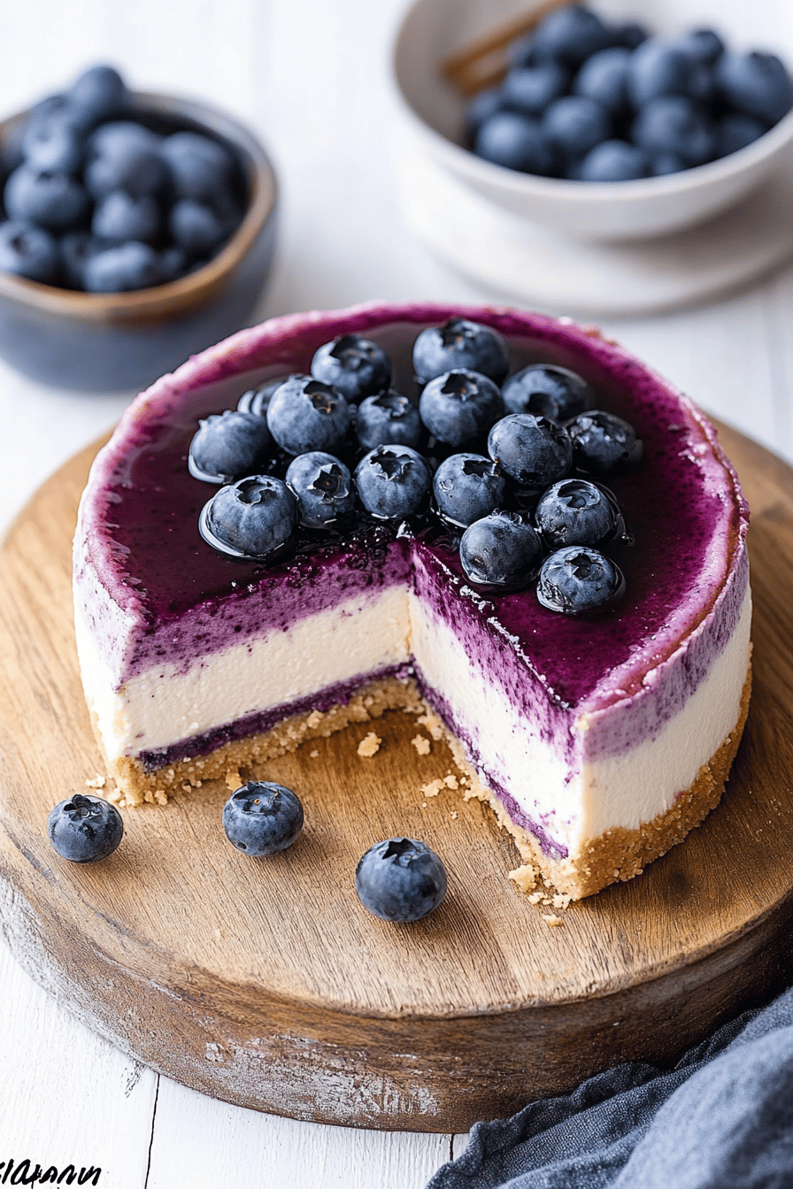 blueberry cheesecake ingredients organized and measured on kitchen counter