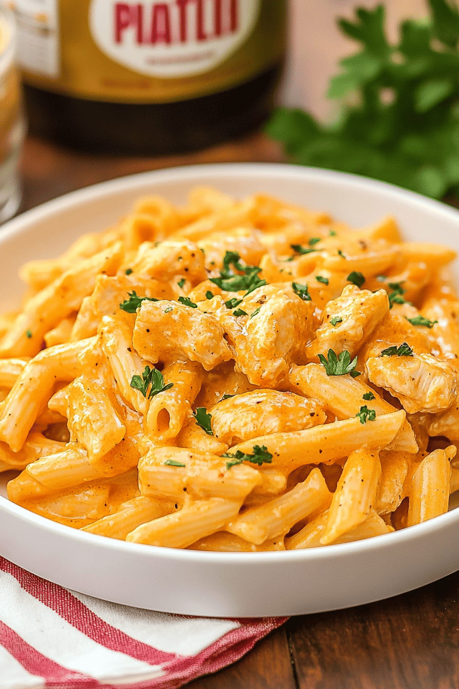 buffalo chicken alfredo ingredients organized and measured on kitchen counter