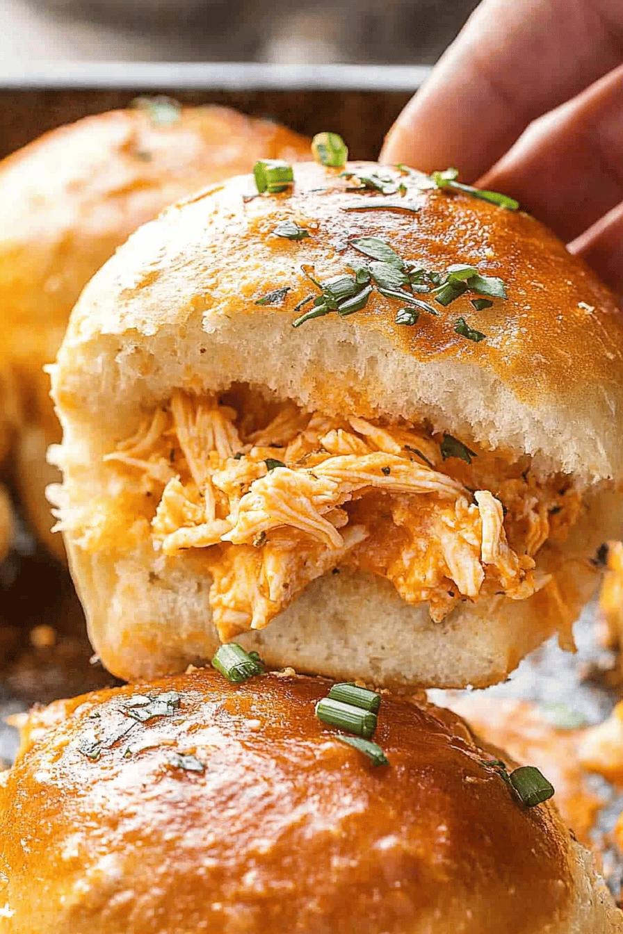 buffalo chicken sliders slice on plate showing perfect texture and swirl pattern