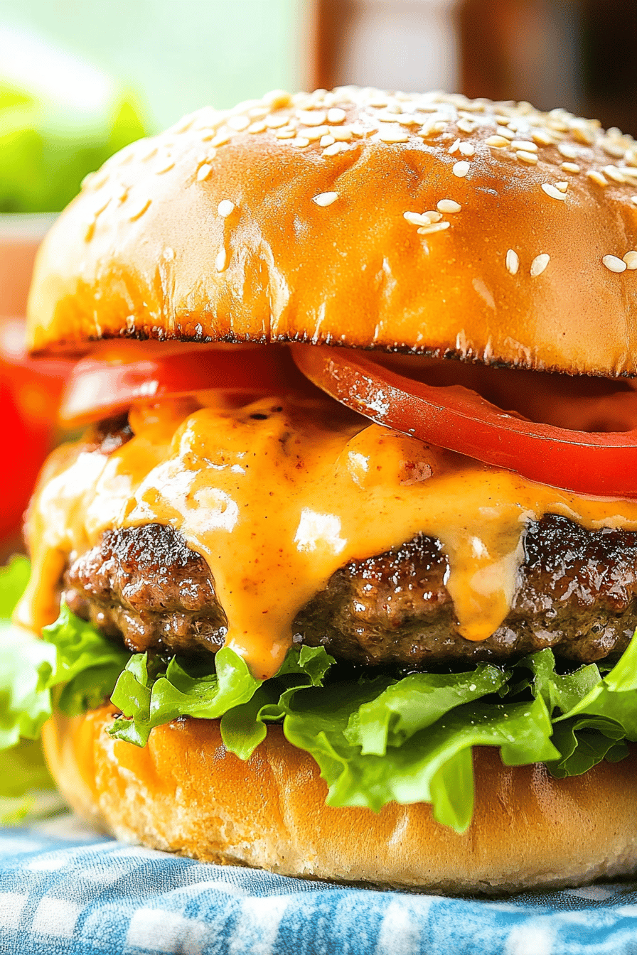 burger sauce slice on plate showing perfect texture and swirl pattern