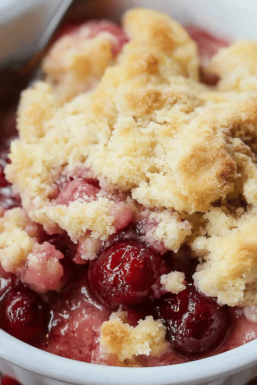 cherry cobbler ingredients organized and measured on kitchen counter