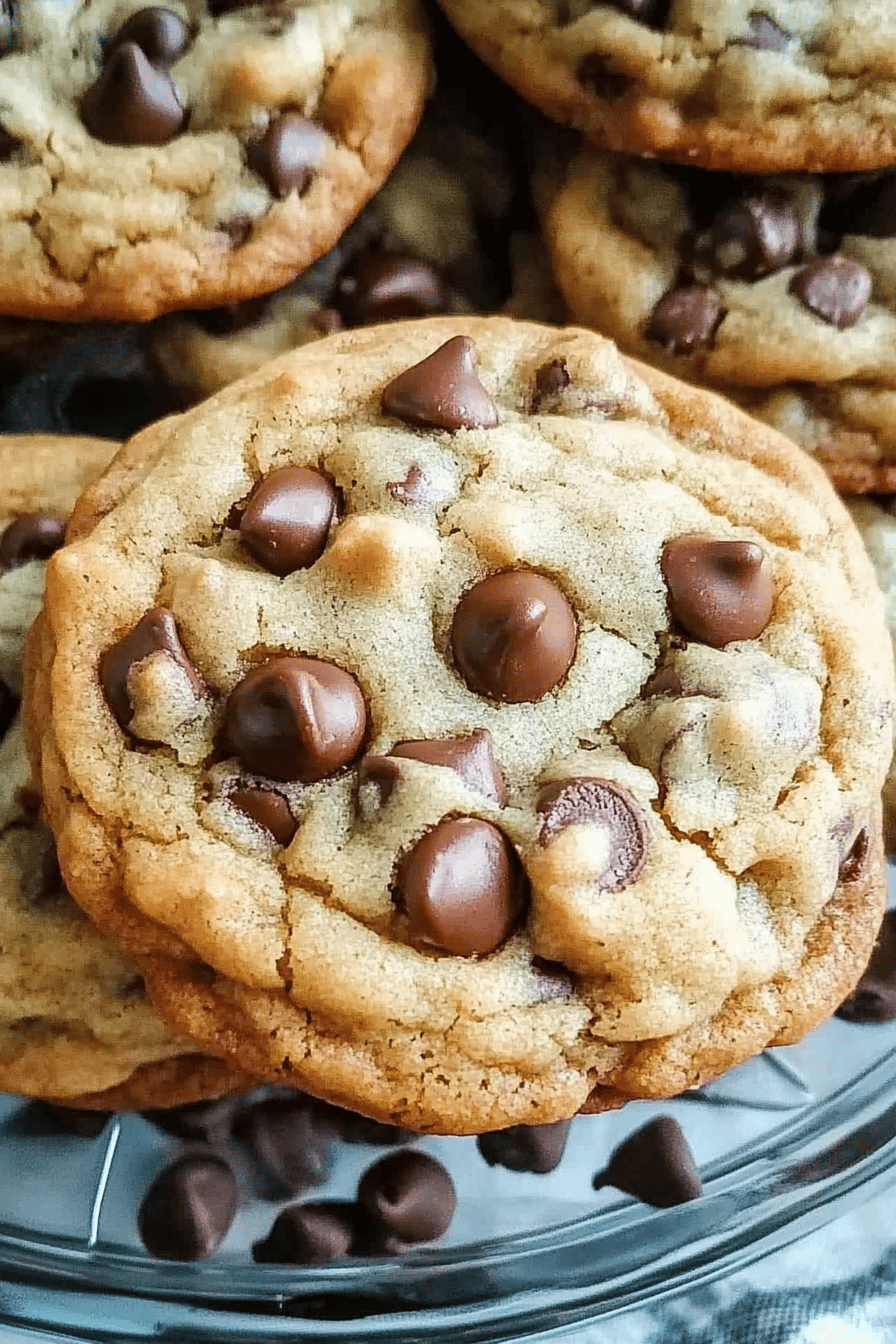 chocolate chip cookies slice on plate showing perfect texture and swirl pattern