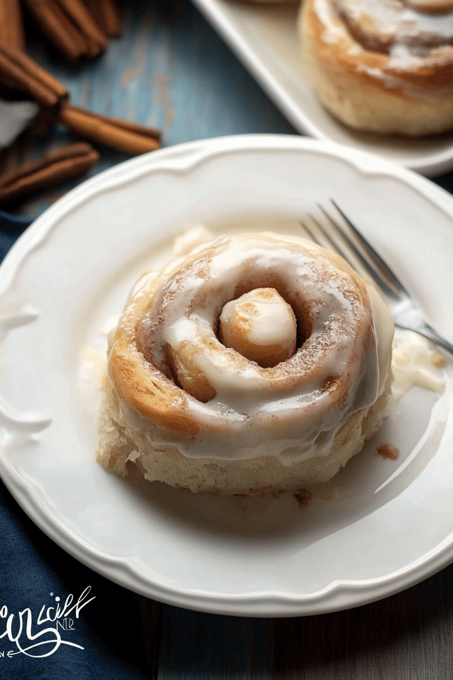 cinnamon rolls slice on plate showing perfect texture and swirl pattern