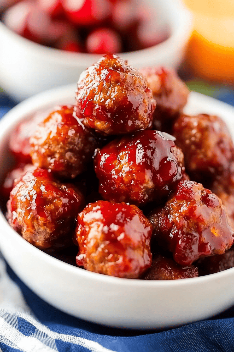 cranberry orange meatballs ingredients organized and measured on kitchen counter