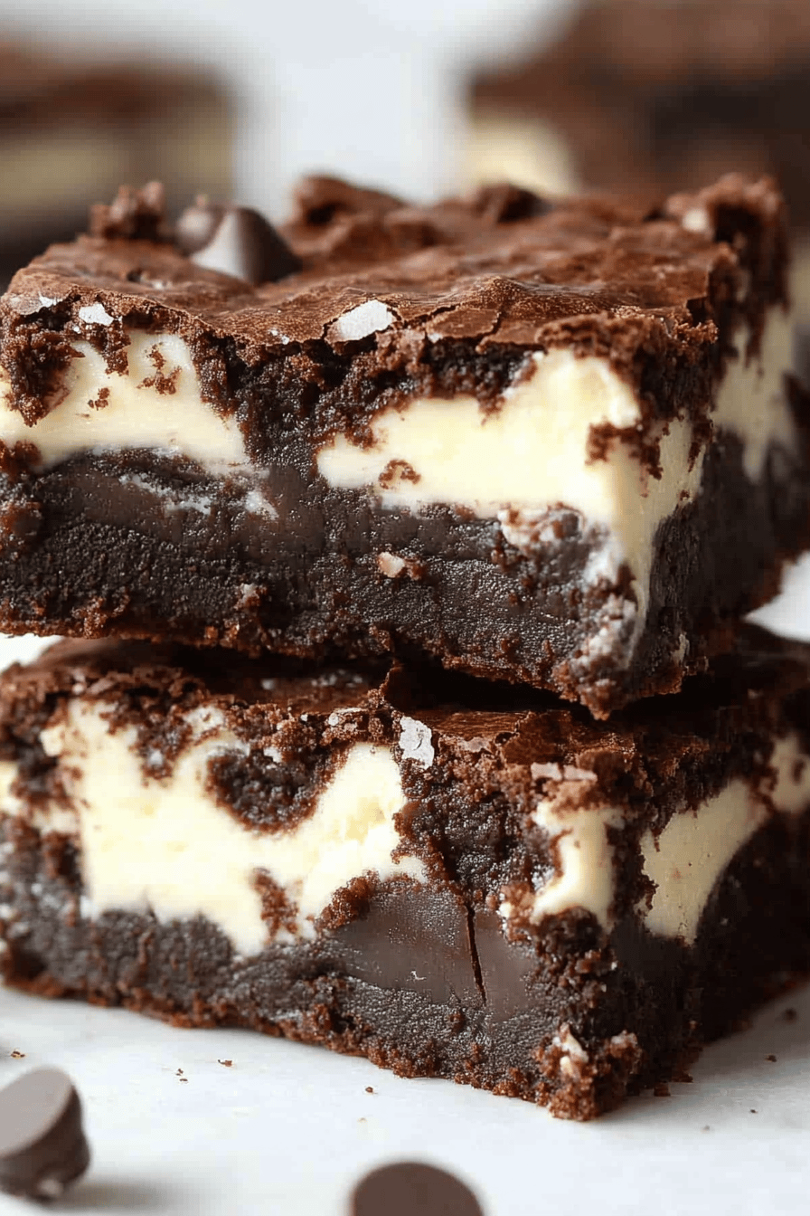cream cheese brownies slice on plate showing perfect texture and swirl pattern