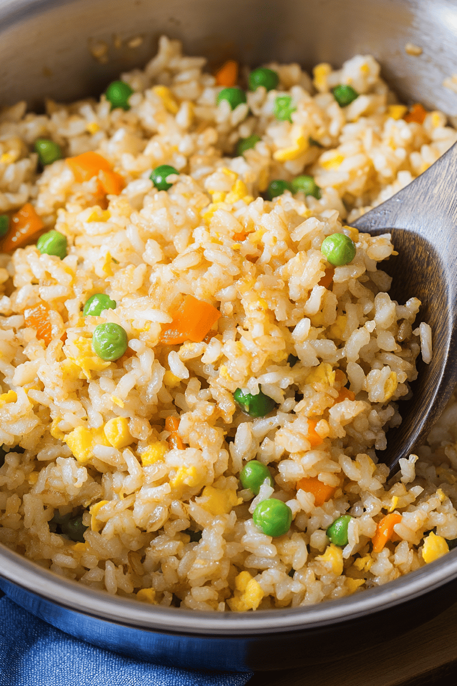 egg fried rice ingredients organized and measured on kitchen counter