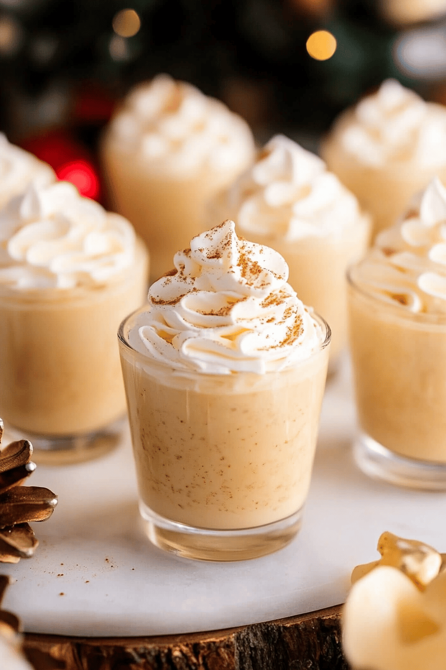 eggnog pudding shots ingredients organized and measured on kitchen counter