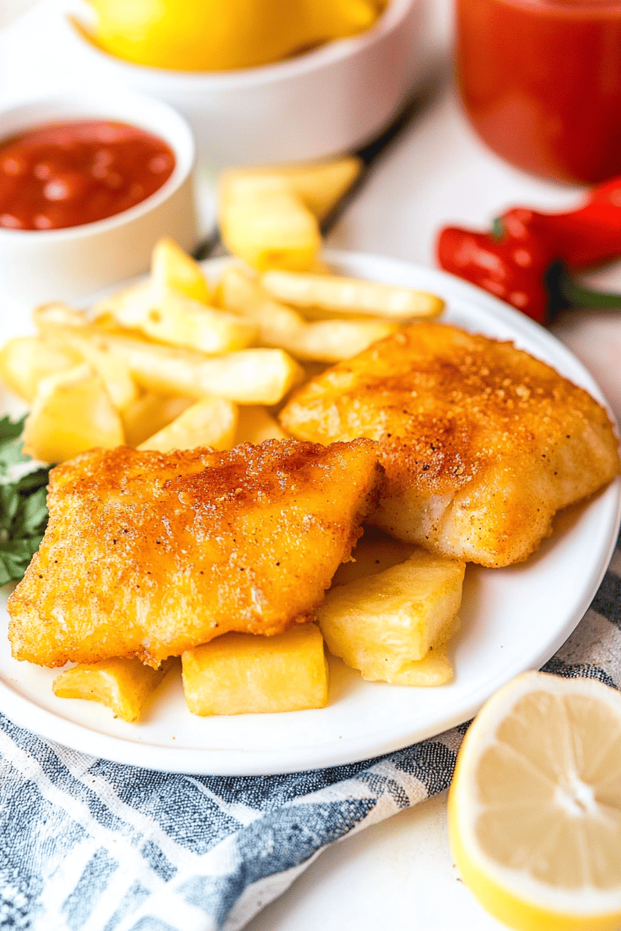 fried fish slice on plate showing perfect texture and swirl pattern