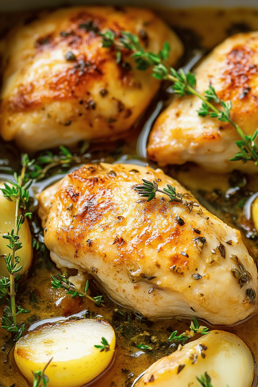 garlic chicken slice on plate showing perfect texture and swirl pattern