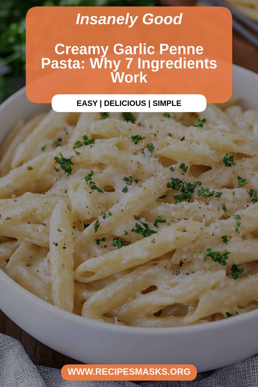 garlic penne pasta final dish beautifully presented and ready to serve