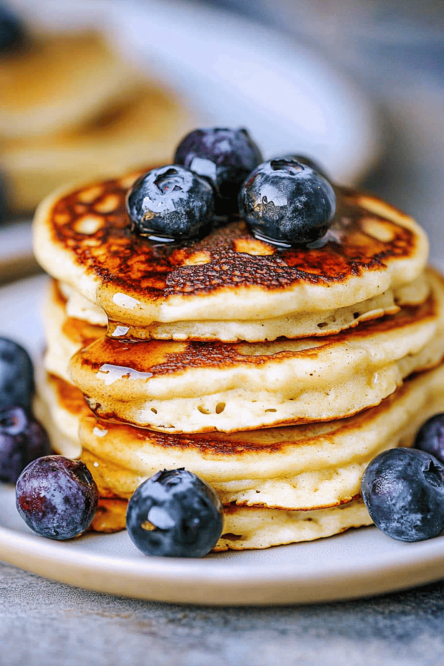 greek yogurt pancakes ingredients organized and measured on kitchen counter