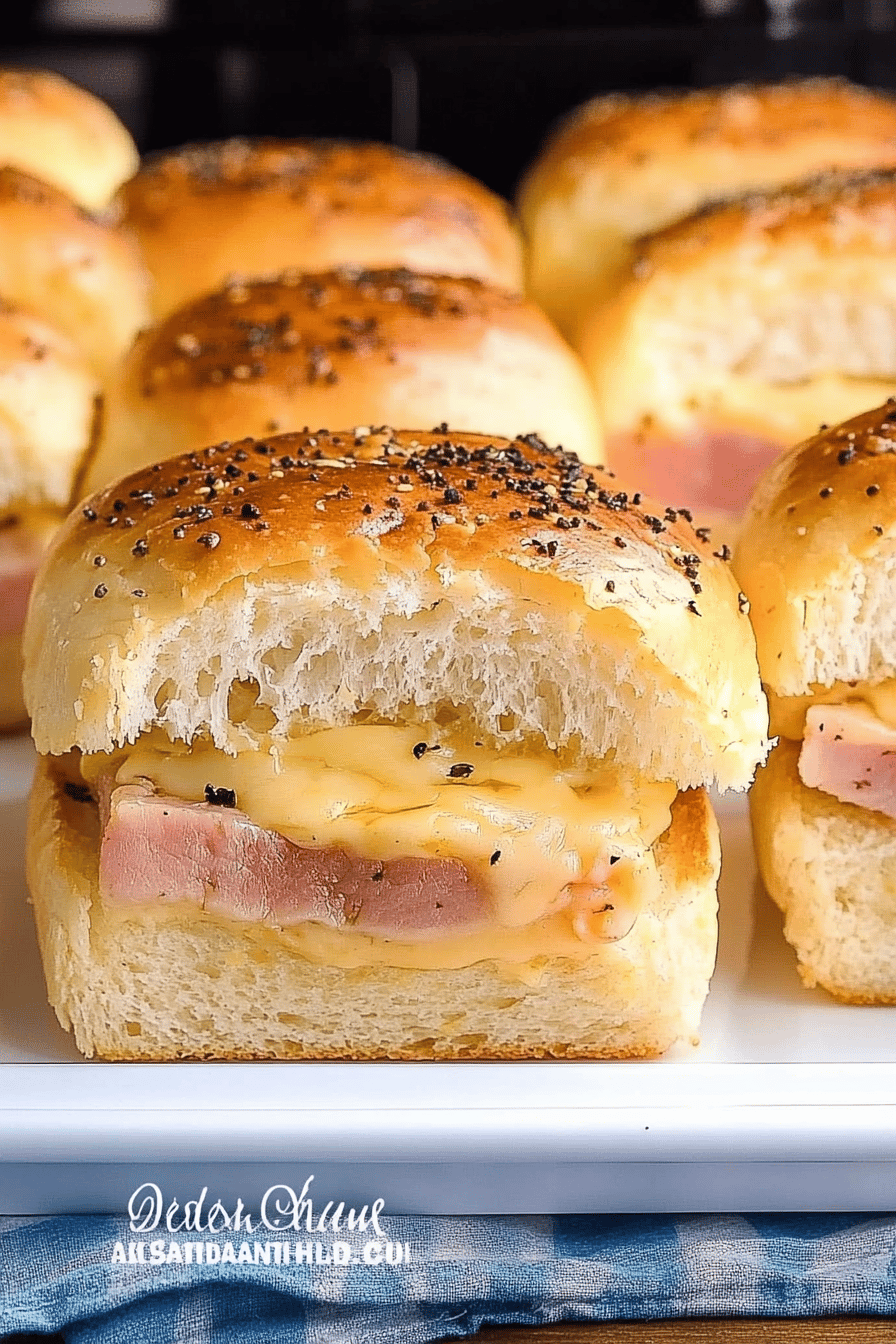 ham cheese sliders ingredients organized and measured on kitchen counter
