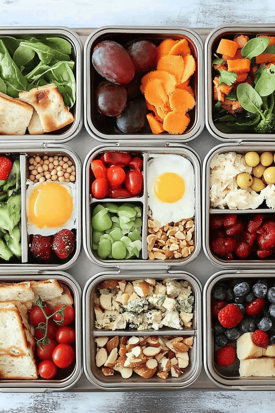 healthy lunch ideas ingredients organized and measured on kitchen counter