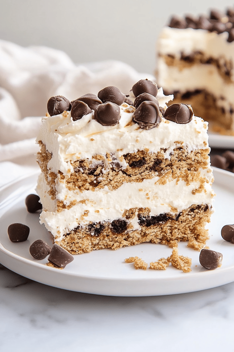 icebox cake slice on plate showing perfect texture and swirl pattern