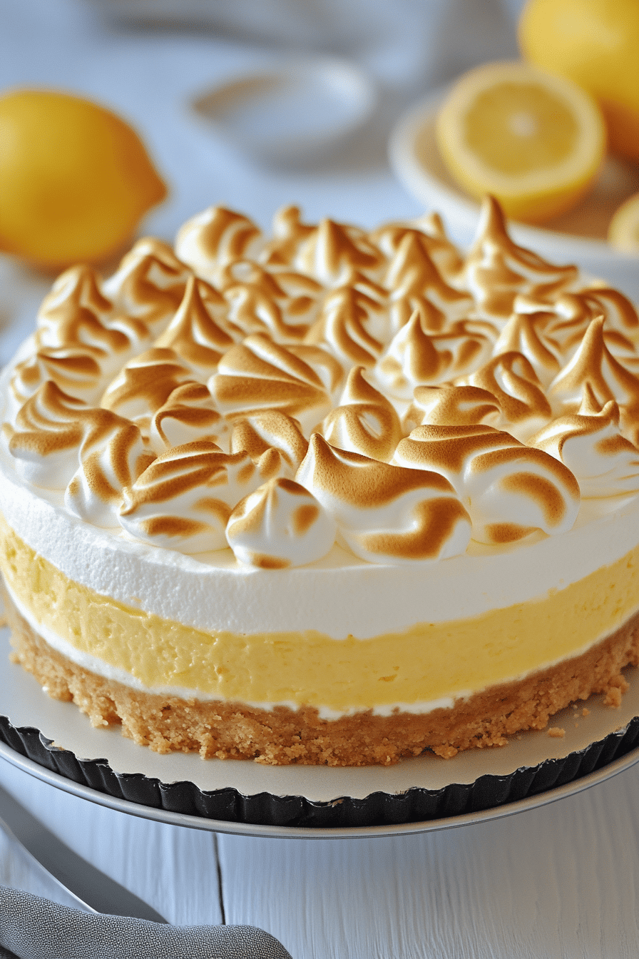lemon meringue cheesecake slice on plate showing perfect texture and swirl pattern