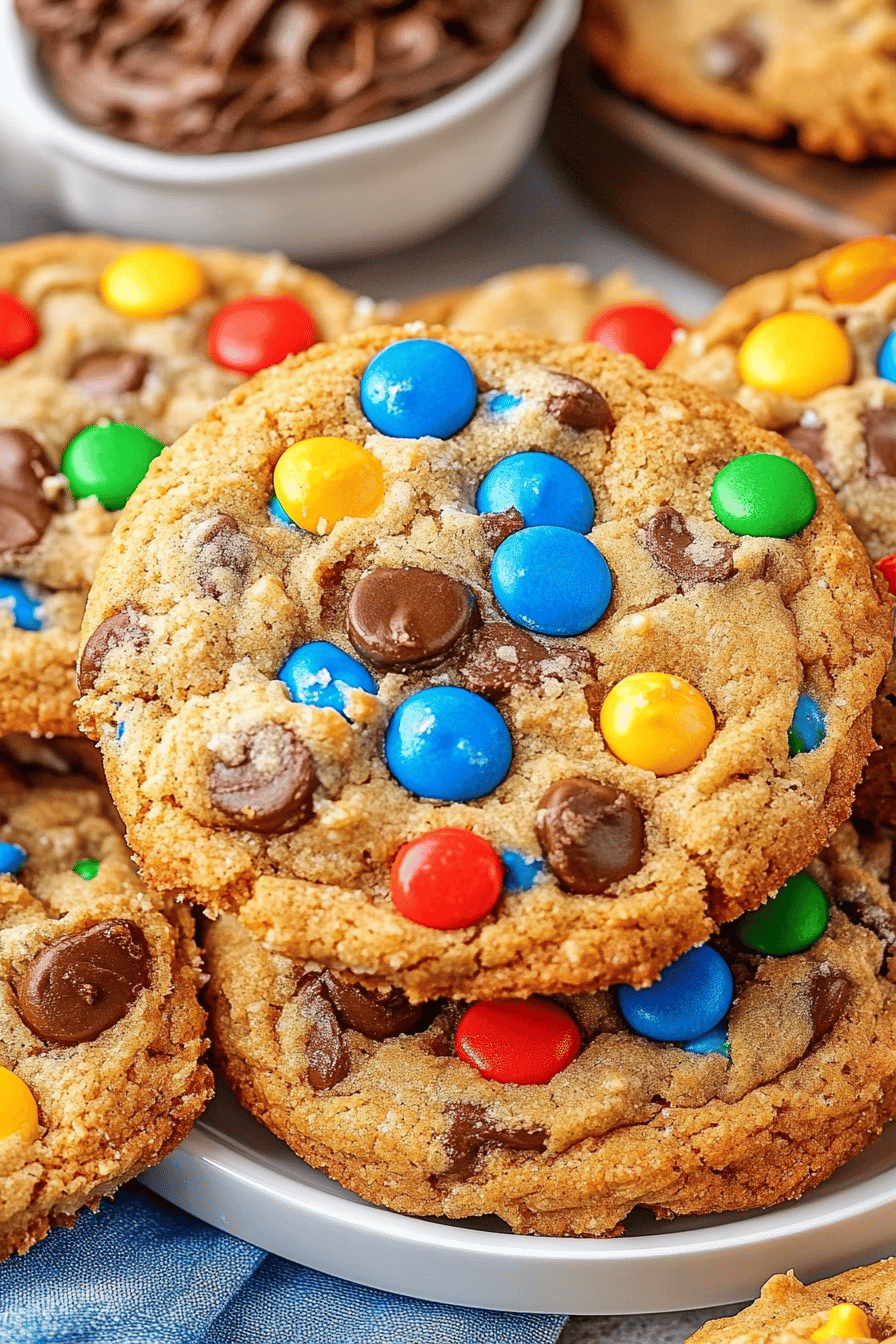 monster cookies ingredients organized and measured on kitchen counter