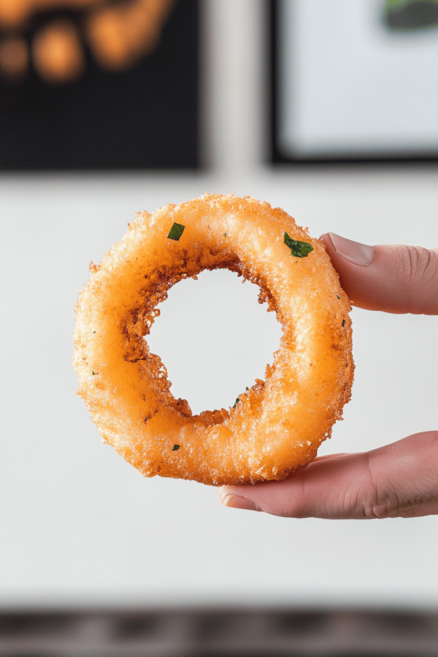 onion rings slice on plate showing perfect texture and swirl pattern