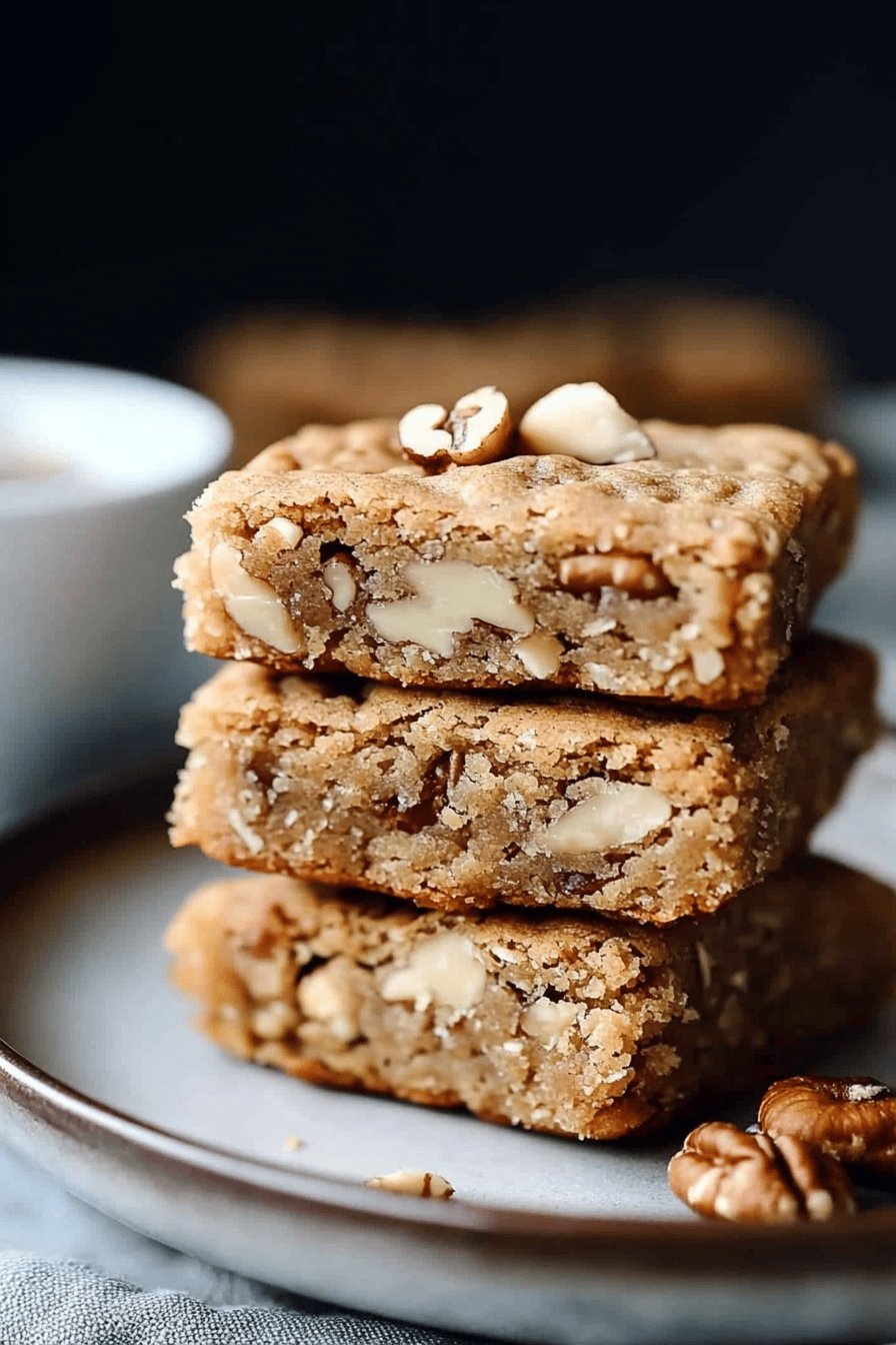 pecan chewies slice on plate showing perfect texture and swirl pattern