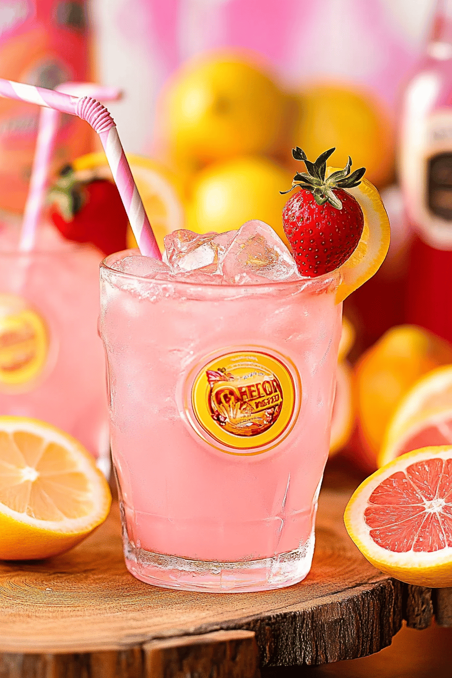 pink lemonade vodka slice on plate showing perfect texture and swirl pattern