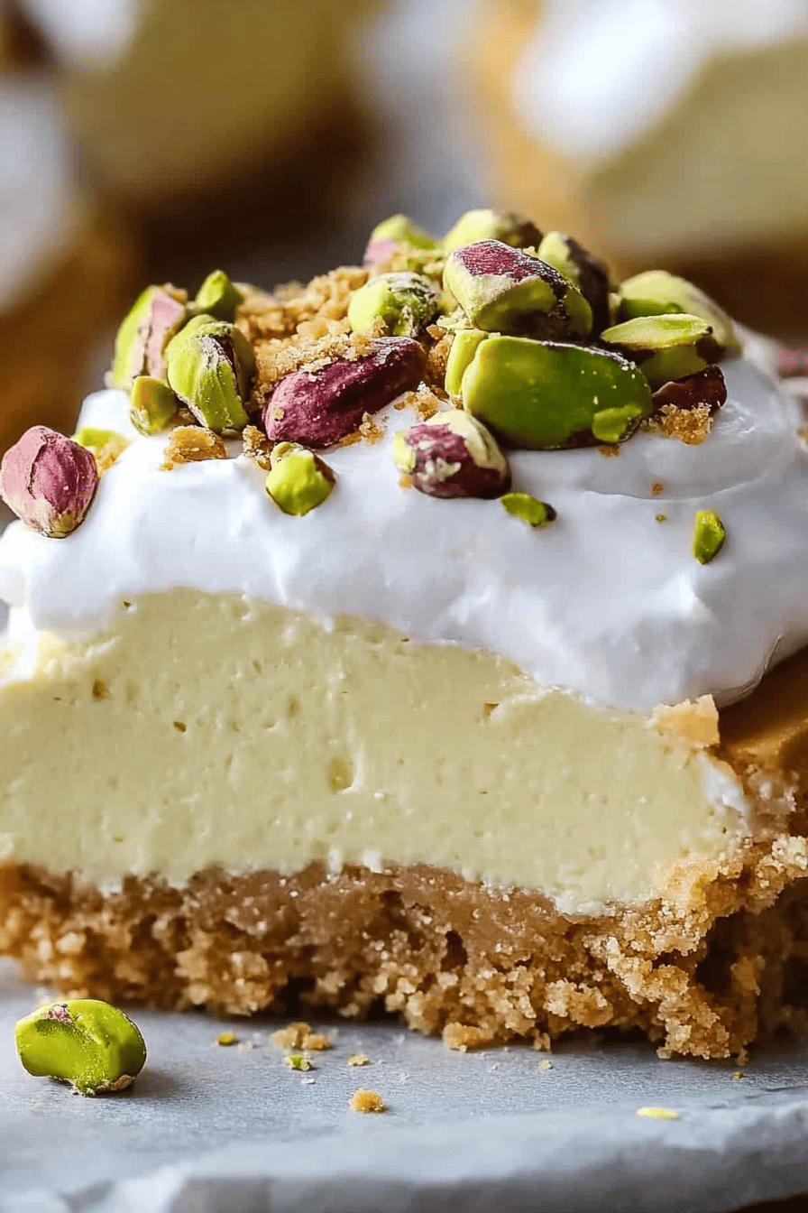 pistachio cheesecake slice on plate showing perfect texture and swirl pattern