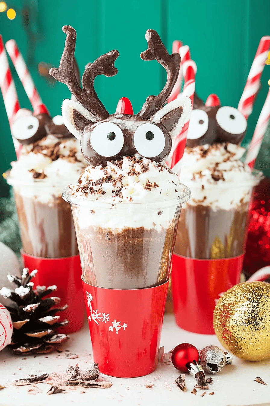reindeer hot chocolate ingredients organized and measured on kitchen counter