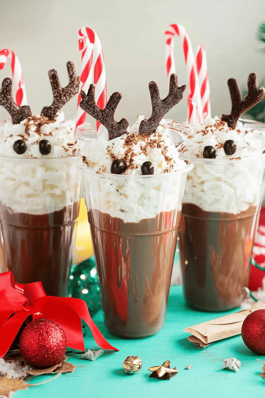 reindeer hot chocolate slice on plate showing perfect texture and swirl pattern