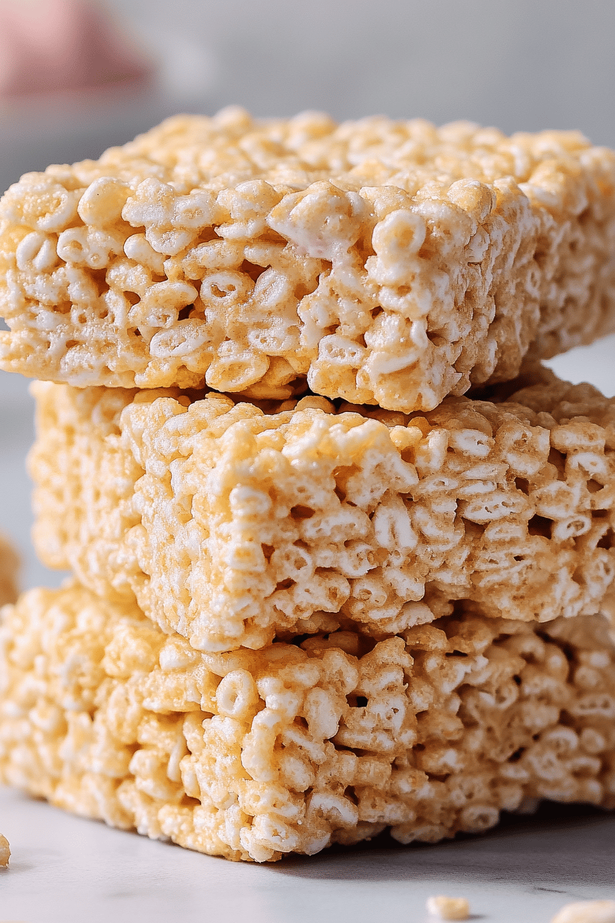rice crispy treats slice on plate showing perfect texture and swirl pattern