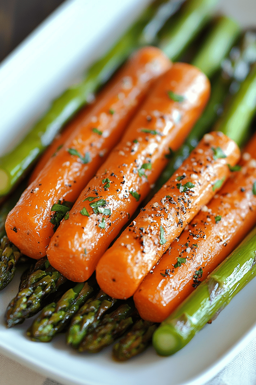 roasted asparagus carrots slice on plate showing perfect texture and swirl pattern