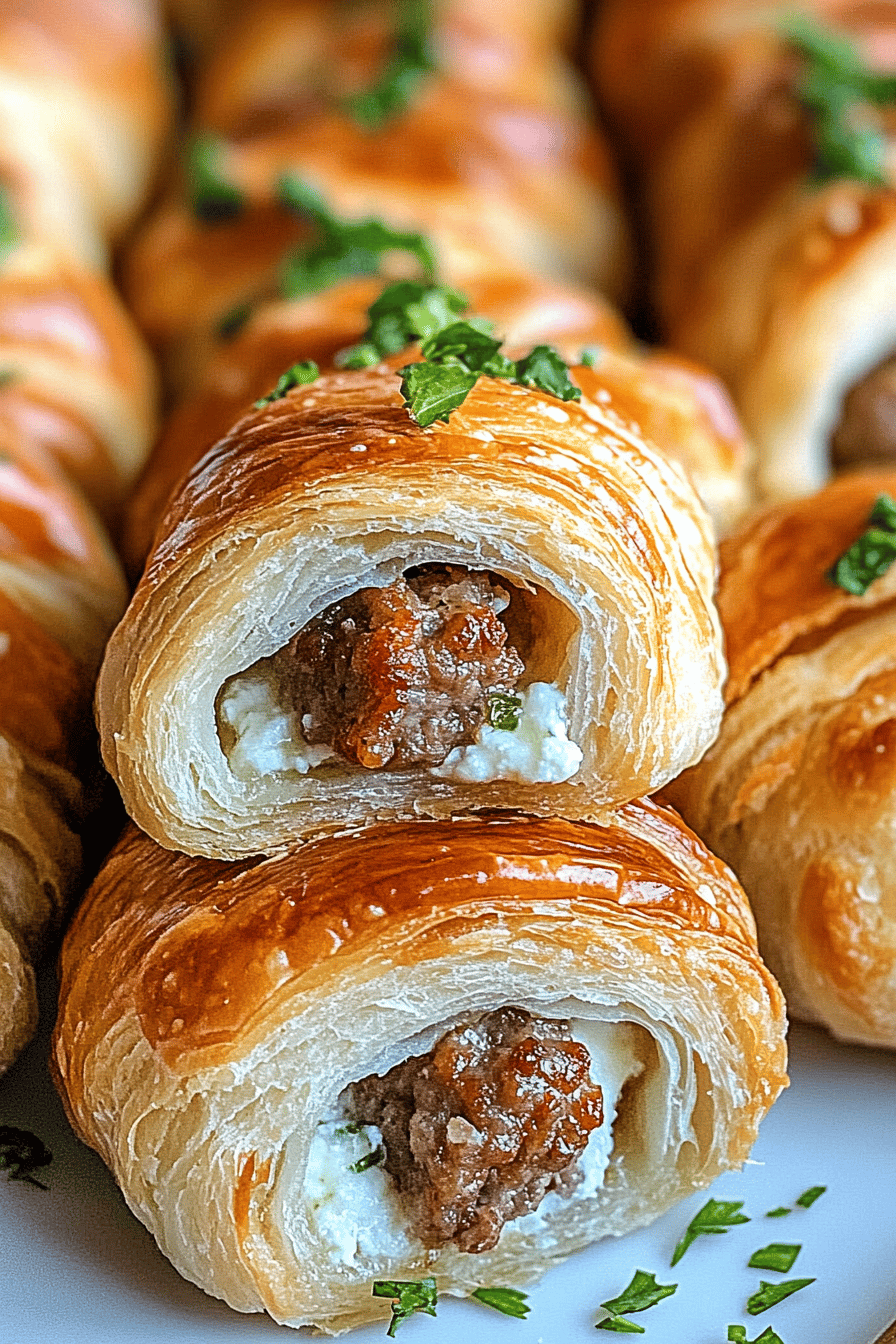 sausage cream cheese crescents ingredients organized and measured on kitchen counter