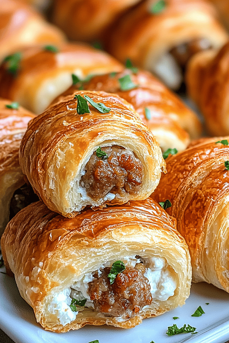 sausage cream cheese crescents slice on plate showing perfect texture and swirl pattern