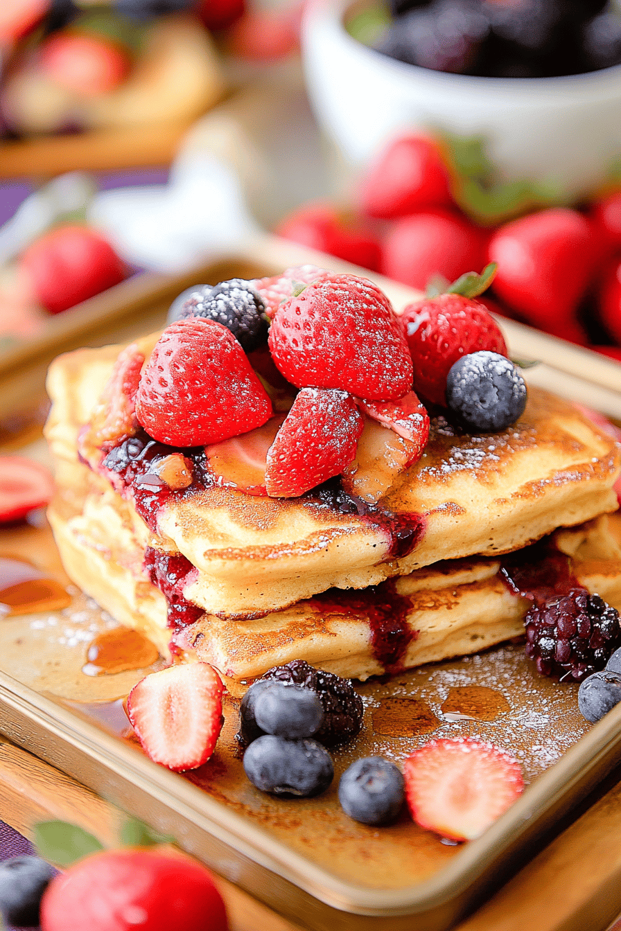sheet pan pancakes ingredients organized and measured on kitchen counter