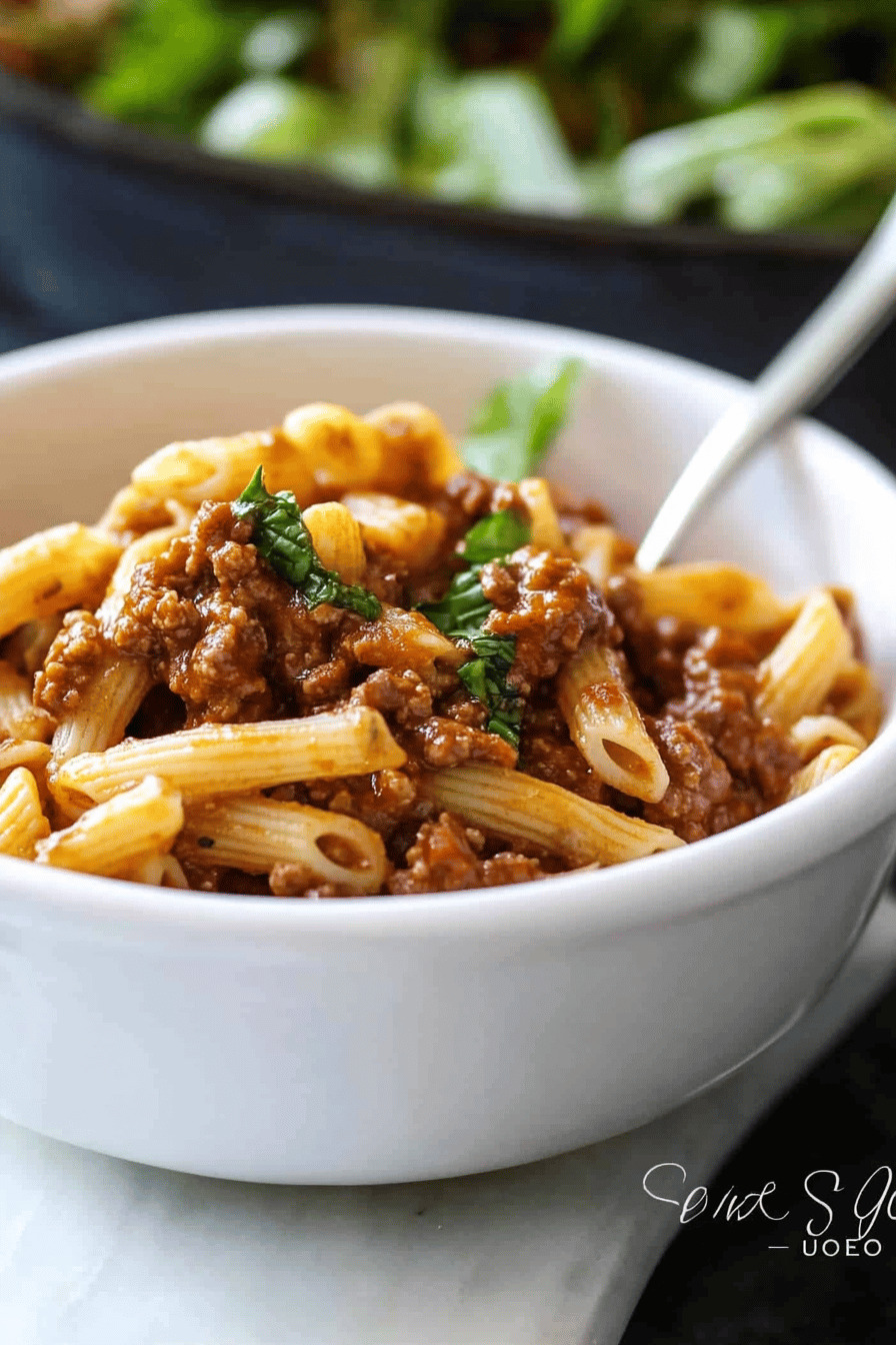 sloppy joe pasta slice on plate showing perfect texture and swirl pattern