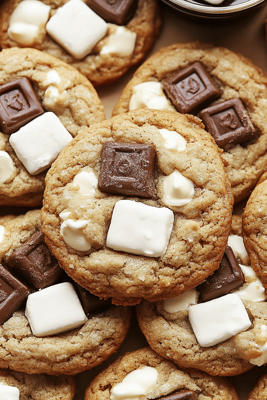 smores cookies ingredients organized and measured on kitchen counter