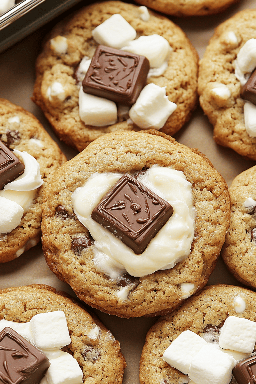 smores cookies slice on plate showing perfect texture and swirl pattern