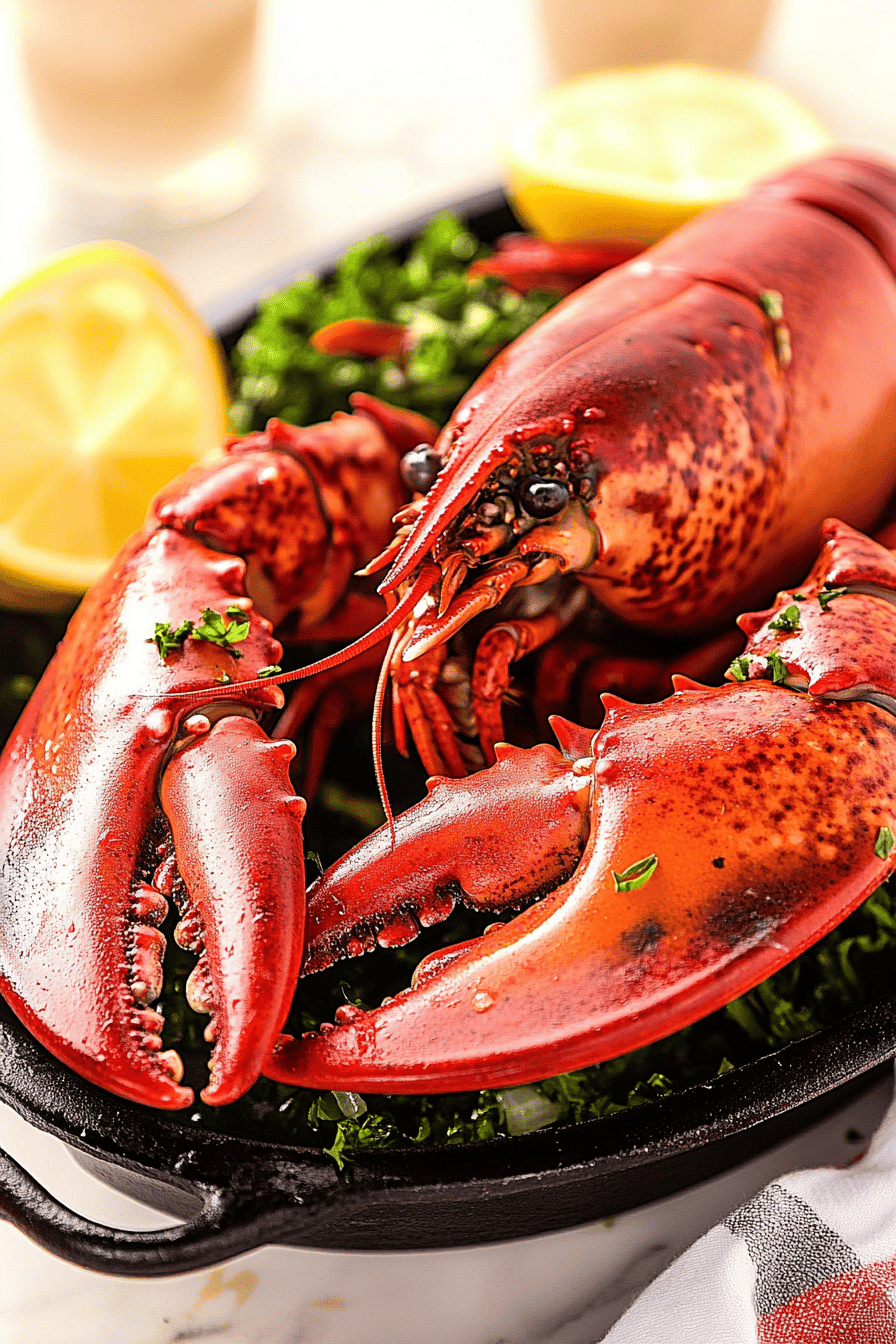 steam lobster slice on plate showing perfect texture and swirl pattern